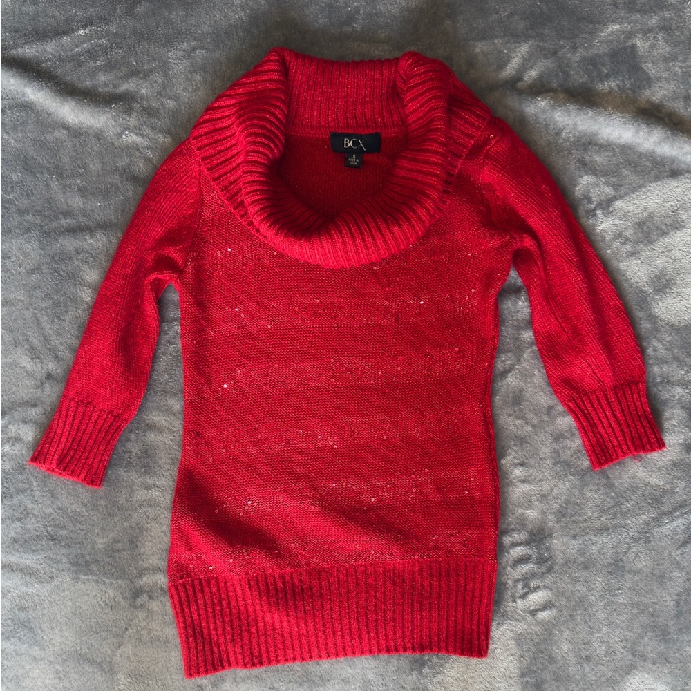 BCX Women's Sparkly Red Sweater